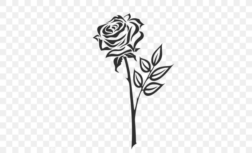 Cut Flowers Floral Design Rose Family Leaf, PNG, 500x500px, Cut Flowers, Black, Black And White, Branch, Drawing Download Free
