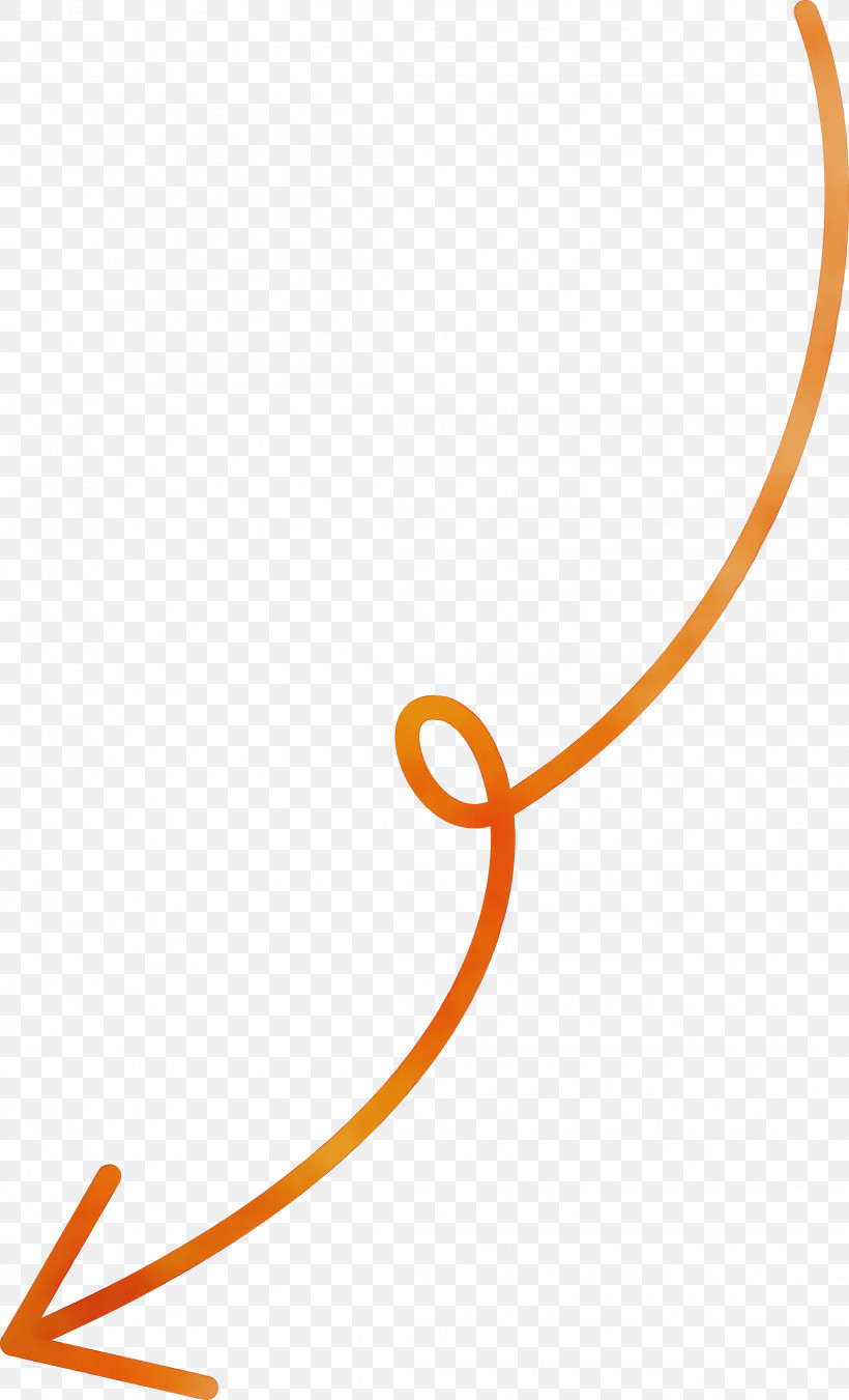 Orange, PNG, 2215x3651px, Curved Arrow, Line, Orange, Paint, Watercolor Download Free