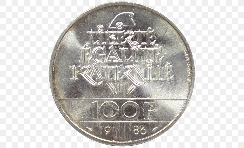 Silver Coin Silver Coin Pièce De 100 Francs Panthéon, PNG, 500x500px, 50 Cent Euro Coin, 500 Lire, Coin, Belgian Franc, Cent Download Free
