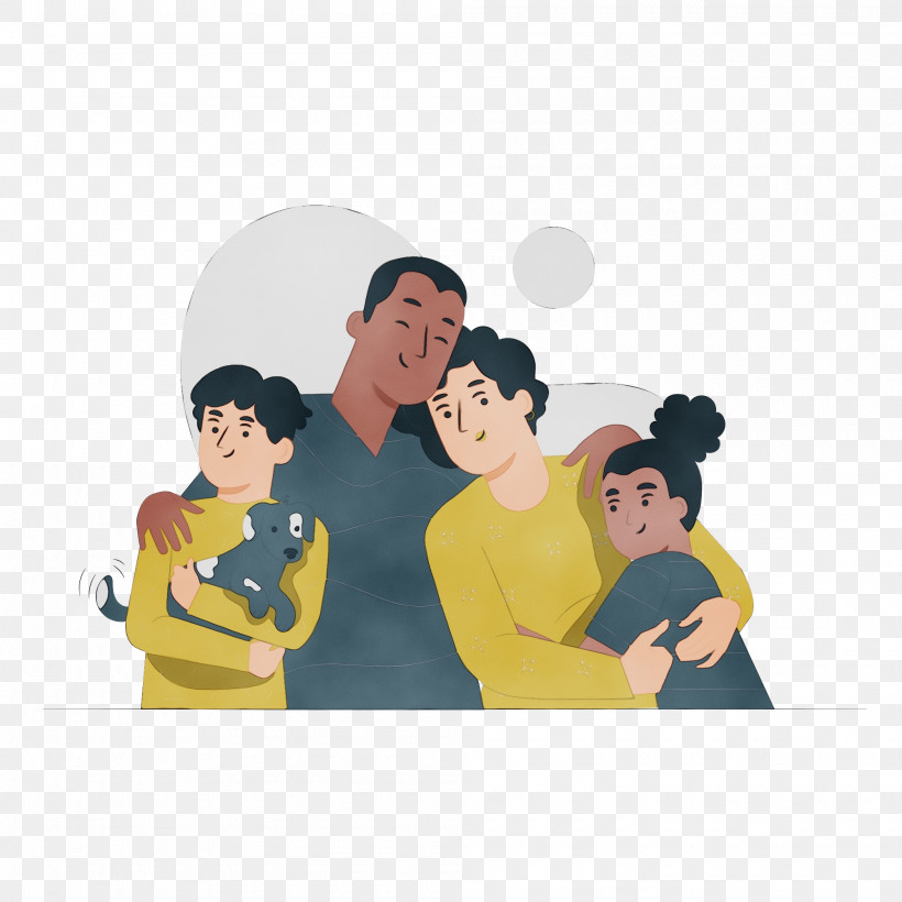 Conversation Yellow Cartoon Hug, PNG, 2000x2000px, Happy Family Day, Cartoon, Childrens Film, Conversation, Family Download Free