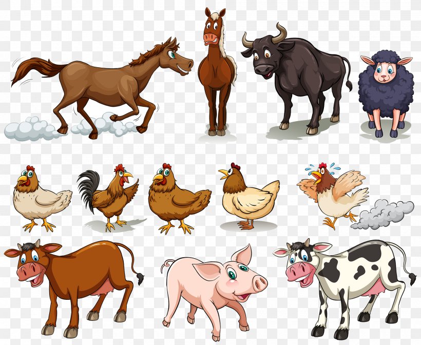 Cattle Chicken Sheep Domestic Pig Horse, PNG, 2000x1640px, Sheep, Animal Figure, Camel Like Mammal, Carnivoran, Cattle Download Free
