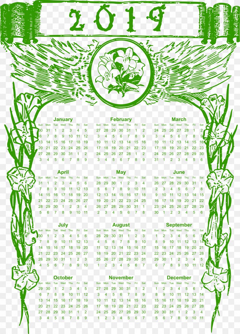 Free Printable 2019 Calendar Template In Easten Wi, PNG, 1726x2400px, Picture Frames, Area, Calendar, Cornice, Decorative Arts Download Free