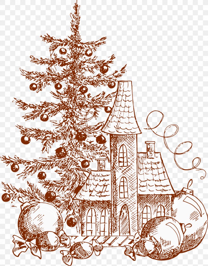 Drawing Painting Illustration, PNG, 981x1252px, Drawing, Art, Black And White, Cartoon, Christmas Download Free