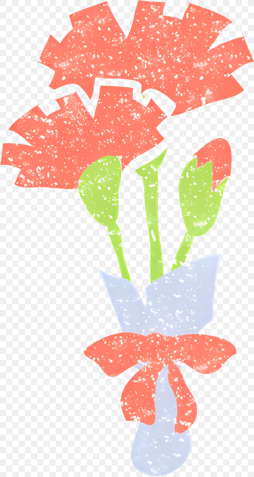 Icon - Illustrated Red Carnations Bouquet With Bow PNG