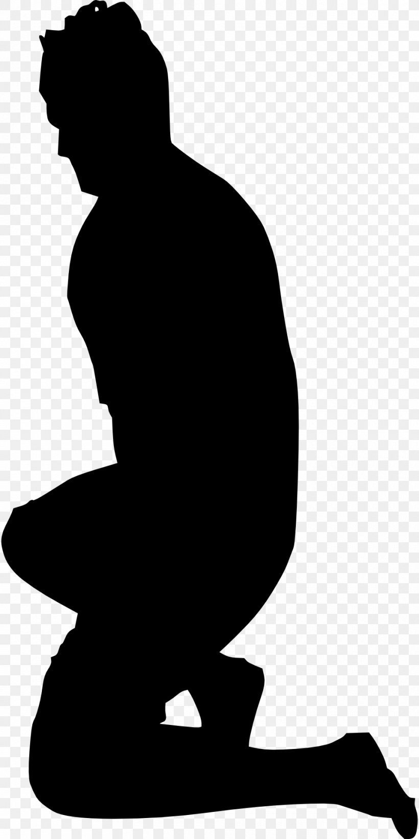 Kneeling Silhouette Clip Art, PNG, 960x1920px, Kneeling, Black And White, Bowing, Human Behavior, Joint Download Free