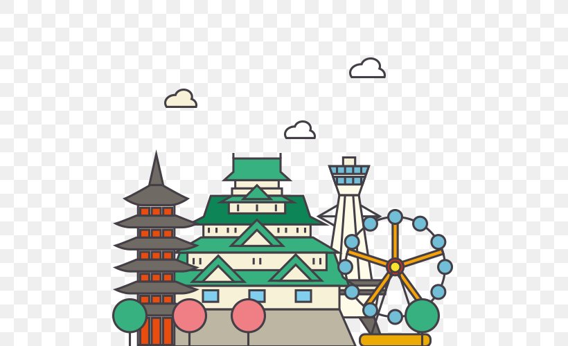 Osaka Architecture Clip Art, PNG, 500x500px, Osaka, Architecture, Area, Artwork, Building Download Free