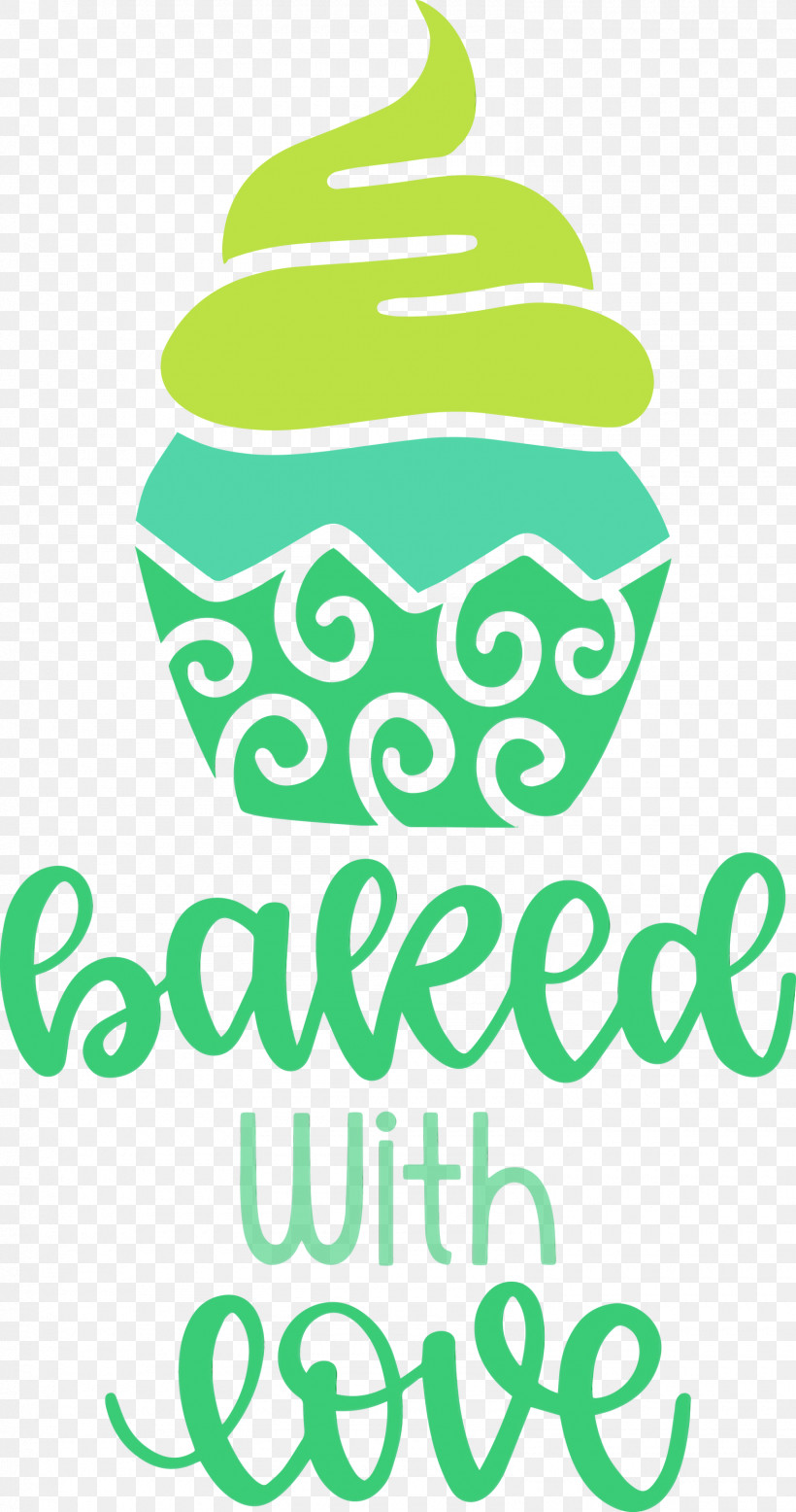 Logo Green Text Leaf Line, PNG, 1580x3000px, Baked With Love, Cupcake, Food, Green, Kitchen Download Free