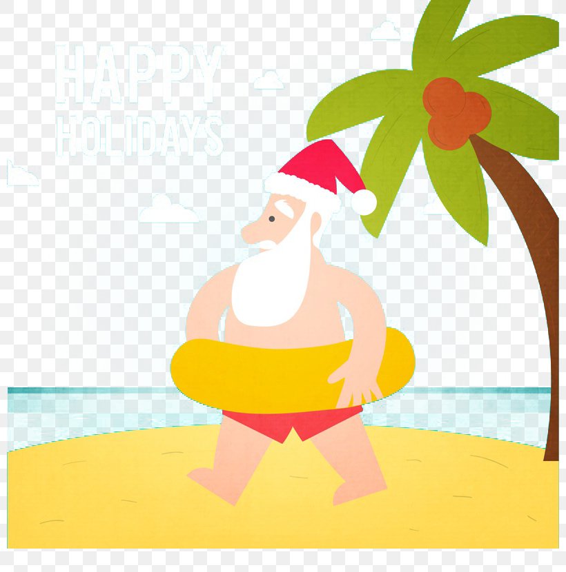 Santa Claus Beach, PNG, 800x830px, Santa Claus, Art, Beach, Cartoon, Christmas Download Free