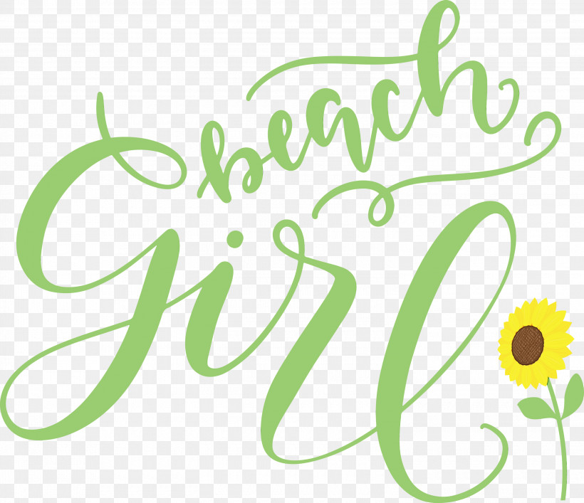 Logo Plant Stem Flower Leaf Cartoon, PNG, 3000x2588px, Beach Girl, Cartoon, Flower, Green, Leaf Download Free