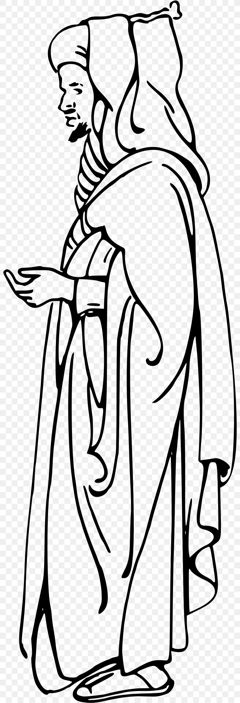 Burnous Robe Drawing Clothing, PNG, 798x2400px, Burnous, Arm, Art, Black, Black And White Download Free