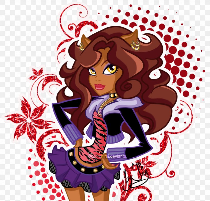 Gray Wolf Monster High Clawdeen Wolf Doll Frankie Stein Monster High Original Gouls CollectionClawdeen Wolf Doll, PNG, 1024x978px, Watercolor, Cartoon, Flower, Frame, Heart Download Free