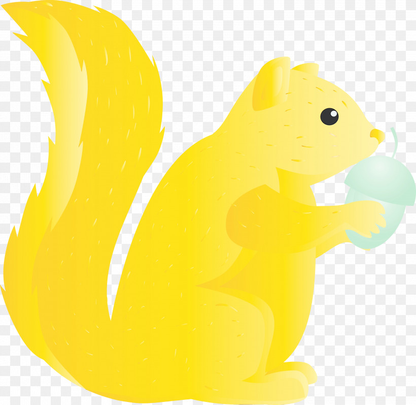 Yellow Squirrel Animal Figure Cartoon Tail, PNG, 3000x2918px, Watercolor Squirrel, Animal Figure, Cartoon, Paint, Squirrel Download Free