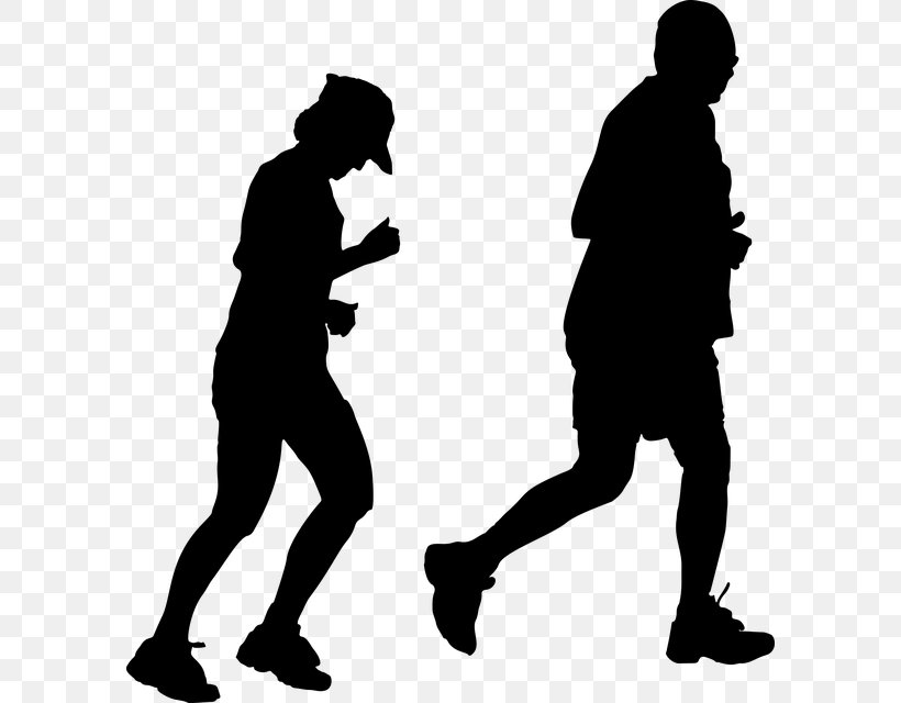 Jogging Silhouette Running Sport Clip Art, PNG, 590x640px, Jogging, Black And White, Couple, Dance, Human Behavior Download Free