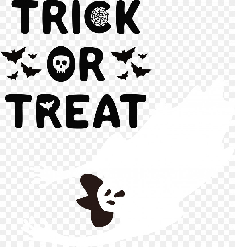 Logo Black And White Cartoon Meter Line, PNG, 2856x3000px, Trick Or Treat, Behavior, Black And White, Cartoon, Halloween Download Free