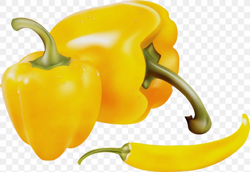 Yellow Pepper Bell Pepper Natural Foods Bell Peppers And Chili Peppers Yellow, PNG, 3000x2064px, Watercolor, Bell Pepper, Bell Peppers And Chili Peppers, Capsicum, Natural Foods Download Free