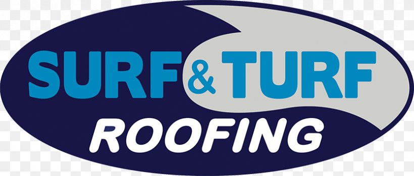 Surf & Turf Roofing Logo Brand Gutters, PNG, 833x355px, Roof, Area, Brand, Business, Certainteed Corporation Download Free