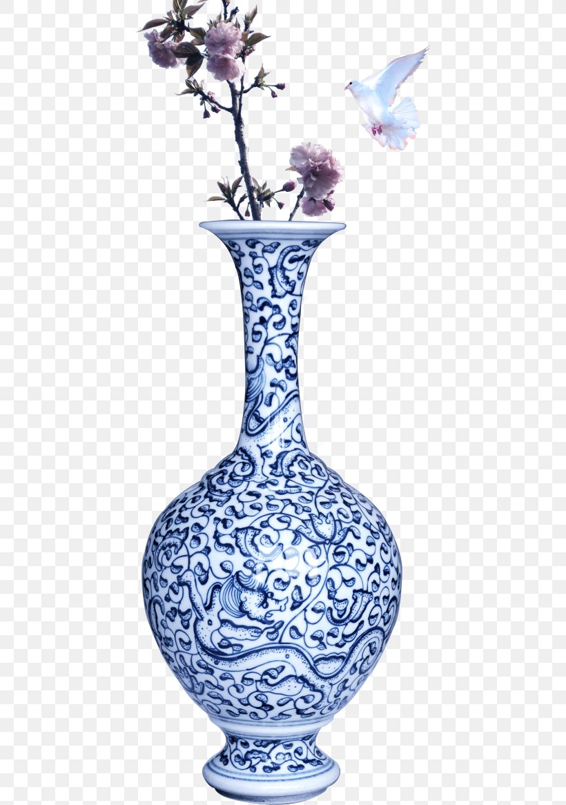 Vase Blue And White Pottery Porcelain Ceramic, PNG, 428x1166px, Vase, Artifact, Barware, Blue, Blue And White Porcelain Download Free