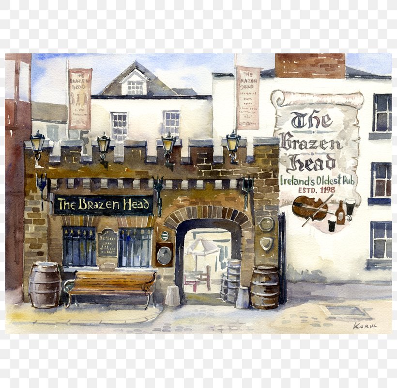 The Brazen Head Paper Watercolor Painting The Temple Bar, PNG, 800x800px, Paper, Art, Canvas, Facade, Painting Download Free