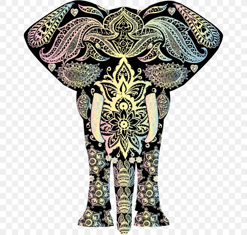 Save The Elephants Ornament Pattern, PNG, 663x780px, Elephant, Color, Costume Design, Drawing, Embroidery Download Free