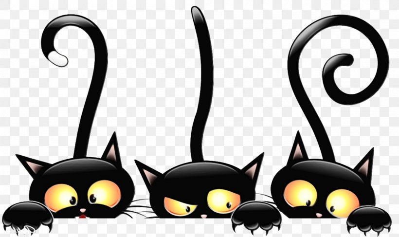 Black Cat Cat Clip Art Small To Medium-sized Cats Whiskers, PNG, 1200x714px, Watercolor, Black Cat, Cat, Fictional Character, Paint Download Free