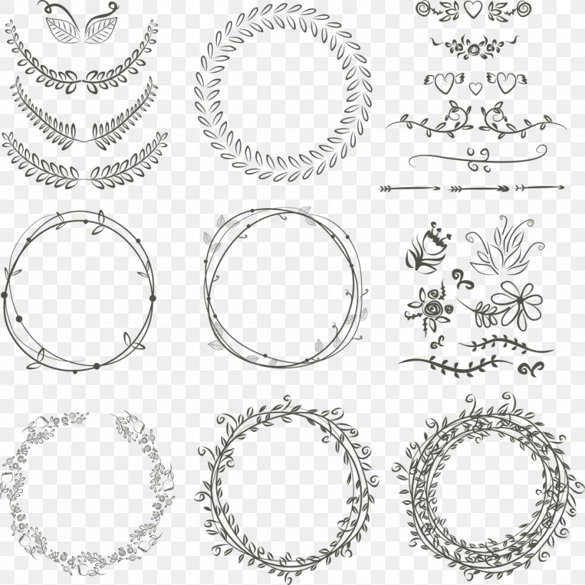 Laurel Wreath Wedding Invitation Drawing, PNG, 998x1000px, Wreath, Black And White, Body Jewelry, Drawing, Floral Design Download Free