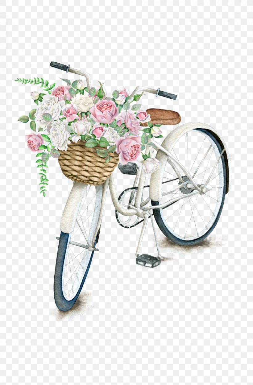 Bicycle Baskets Clip Art Cycling, PNG, 950x1447px, Bicycle Baskets, Artificial Flower, Basket, Bicycle, Bicycle Accessory Download Free