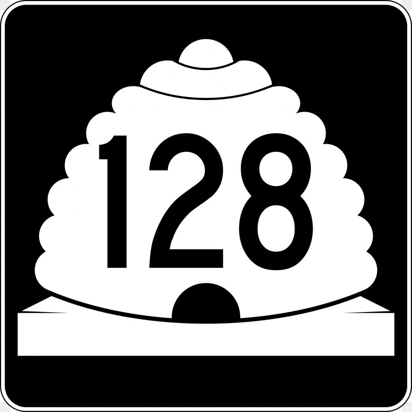 Utah State Route 128 State Highway Sign Highway Shield Utah State Route 210, PNG, 1920x1920px, State Highway, Area, Black And White, Brand, Highway Download Free