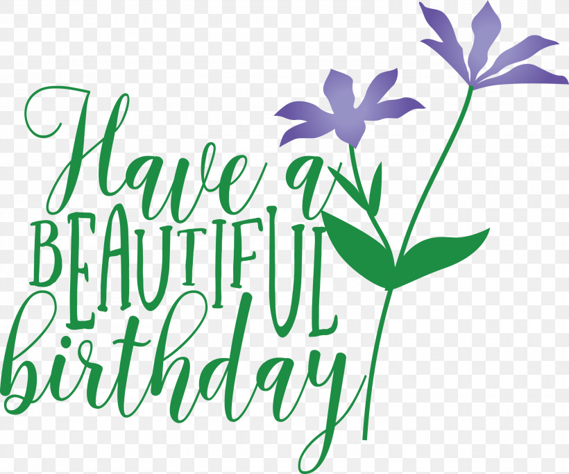 Beautiful Birthday, PNG, 3000x2499px, Beautiful Birthday, Flower, Green, Leaf, Line Download Free