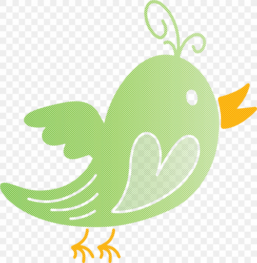 Green Leaf Wing Bird, PNG, 2927x2999px, Cute Bird, Bird, Cartoon Bird, Green, Leaf Download Free