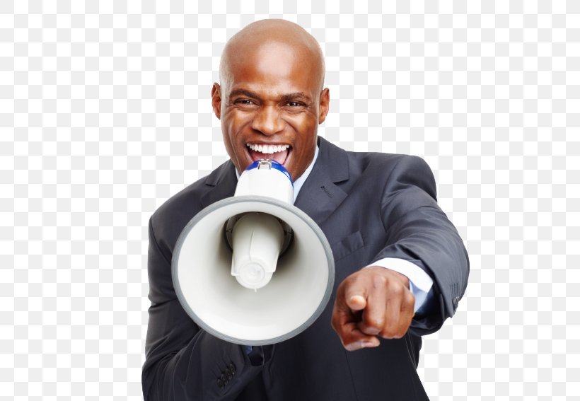 Megaphone Person Male Man Sound, PNG, 578x567px, Megaphone, African American, Business, Businessperson, Communication Download Free