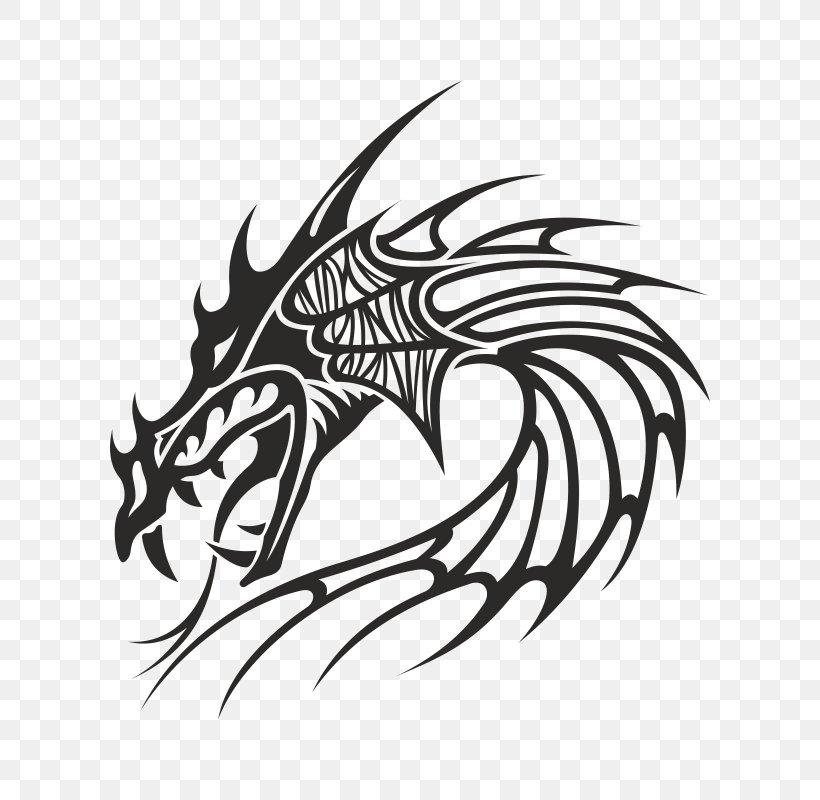 Tattoo Chinese Dragon Japanese Dragon Clip Art, PNG, 800x800px, Tattoo, Art, Black And White, Cdr, Chinese Dragon Download Free