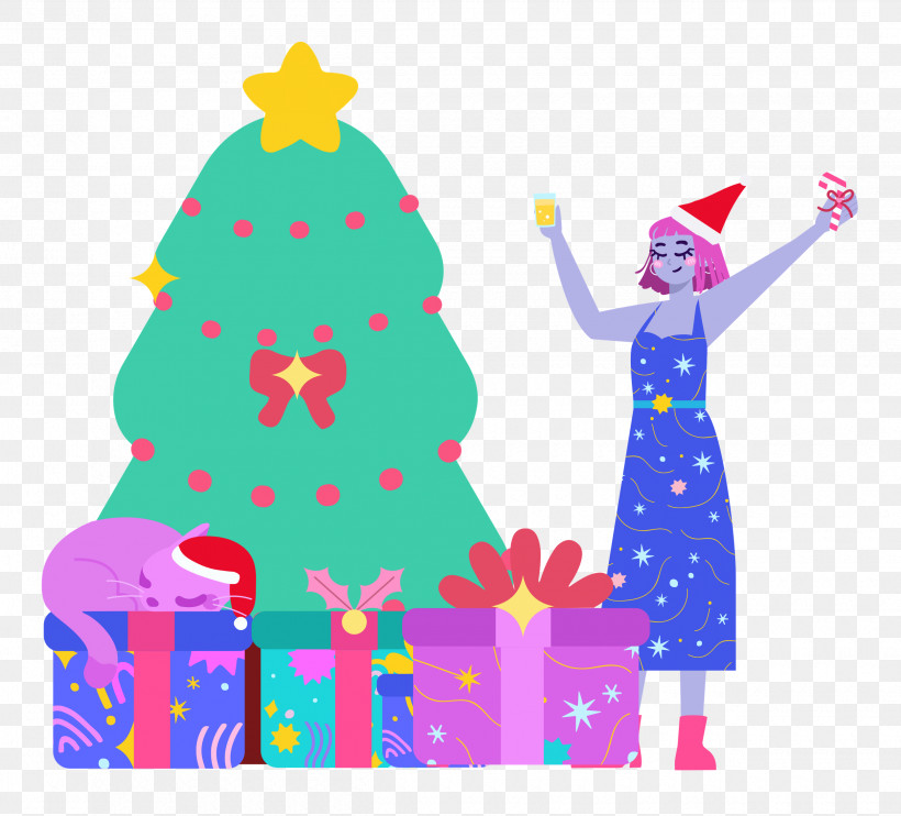 Christmas Tree Party Christmas, PNG, 2500x2265px, Christmas Tree, Bauble, Character, Christmas, Christmas Day Download Free
