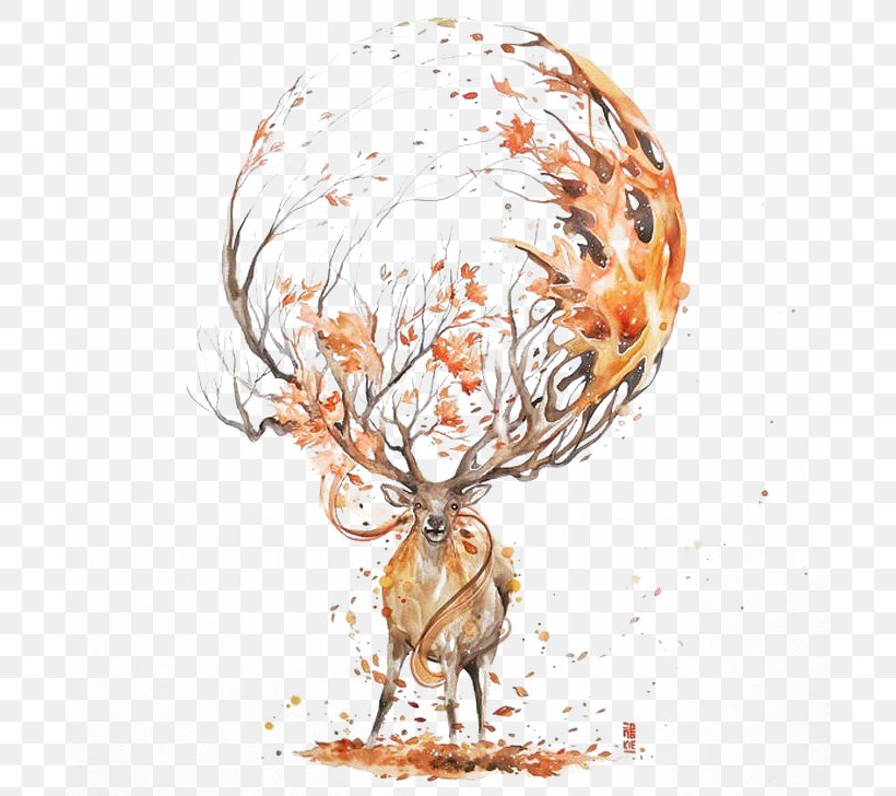 Deer Watercolor Painting Drawing Illustration, PNG, 700x728px, Deer, Animal, Art, Artist, Color Download Free