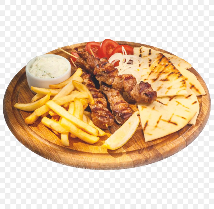 French Fries Souvlaki Full Breakfast Kebab Tzatziki, PNG, 800x800px, French Fries, American Food, Breakfast, Cuisine, Dish Download Free