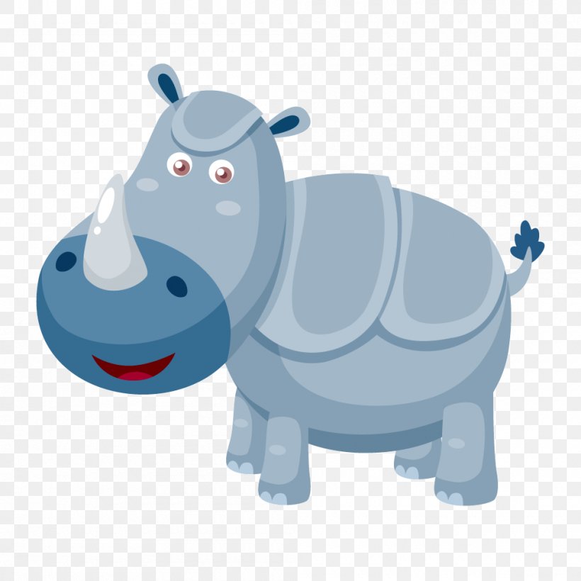 Hippopotamus Rhinoceros Animal, PNG, 1000x1000px, Rhinoceros, Animal, Animation, Blue, Cartoon Download Free