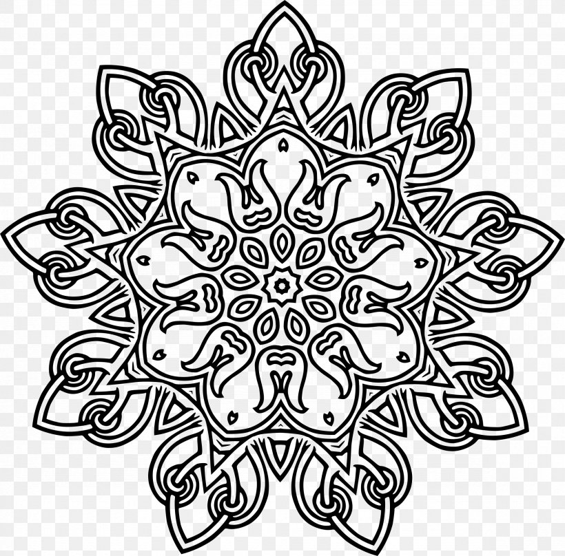 Flower Geometry Floral Design, PNG, 2360x2328px, Flower, Black, Black And White, Drawing, Floral Design Download Free