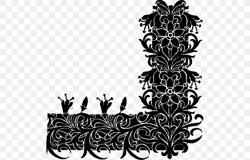 Floral Design Vintage Clothing Leaf Pattern, PNG, 515x526px, Floral Design, Art, Black, Black And White, Decorative Arts Download Free