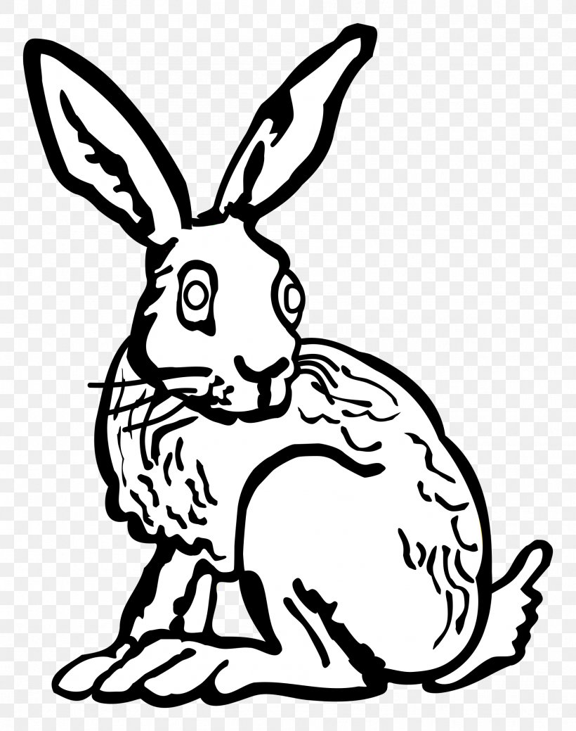 Hare Easter Bunny Line Art Clip Art, PNG, 1893x2400px, Hare, Art, Black, Black And White, Cartoon Download Free