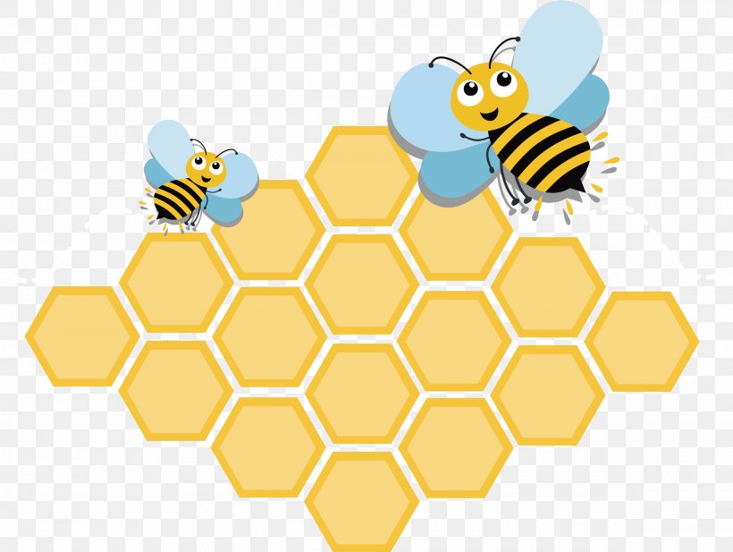 Honey Bee Honeycomb, PNG, 2378x1791px, Honey Bee, Bee, Color, Flat Design, Honey Download Free