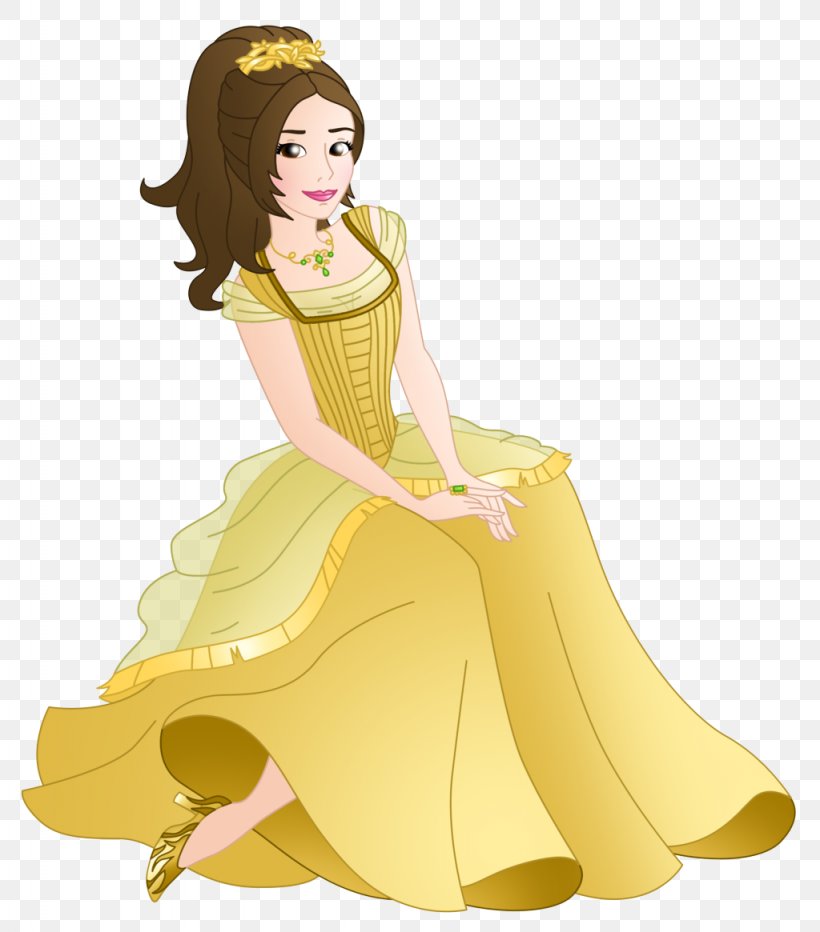 Yellow Cartoon Costume Design Fashion Illustration Gown, PNG ...