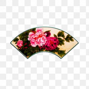 Fan - Gongbi Moutan Peony Bird-and-flower Painting Chinese Painting PNG