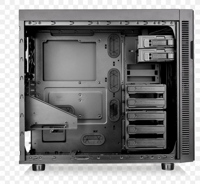 Computer Cases & Housings Suppressor F51 Window E-ATX Mid-Tower Chassis CA-1E1-00M1WN-00 Toughened Glass Thermaltake Core V51, PNG, 1304x1200px, Computer Cases Housings, Atx, Black And White, Computer, Computer Case Download Free