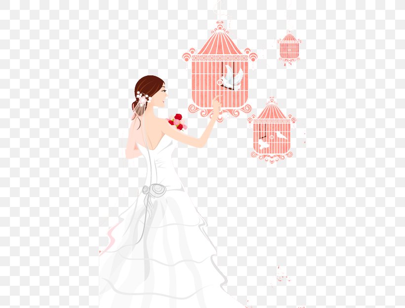 Bride Birdcage, PNG, 417x625px, Watercolor, Cartoon, Flower, Frame, Heart Download Free