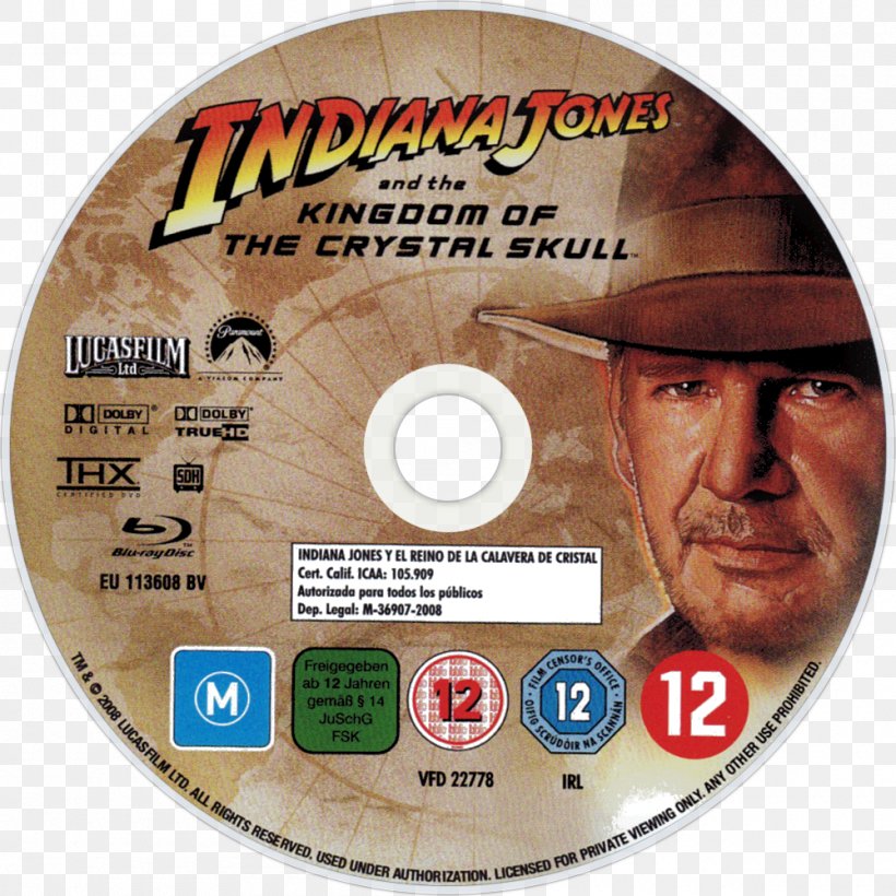 Indiana Jones And The Kingdom Of The Crystal Skull Blu-ray Disc Compact Disc, PNG, 1000x1000px, Indiana Jones, Bluray Disc, Compact Disc, Crystal Skull, Disk Image Download Free