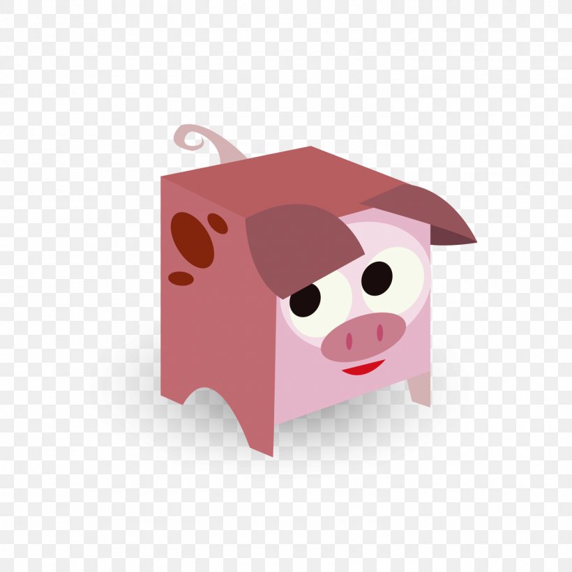 Domestic Pig Paper Square Euclidean Vector, PNG, 1500x1500px, Domestic Pig, Designer, Fictional Character, Livestock, Mammal Download Free