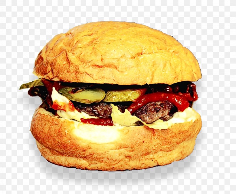 Hamburger, PNG, 1950x1599px, Watercolor, Breakfast Sandwich, Bun, Cheeseburger, Cuisine Download Free