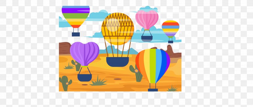 Hot Air Balloon, PNG, 2890x1225px, Hot Air Balloon, Animation, Balloon, Designer, Drawing Download Free