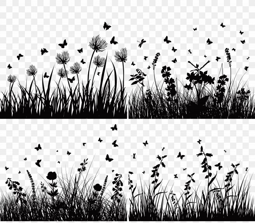 Flower Silhouette Royalty-free, PNG, 6144x5394px, Flower, Black And White, Flora, Flowering Plant, Grass Download Free