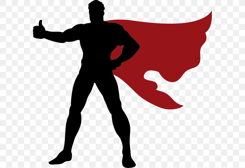 Superhero Clip Art Vector Graphics Silhouette Superman, PNG, 600x561px, Superhero, Arm, Batman, Cartoon, Comics Download Free