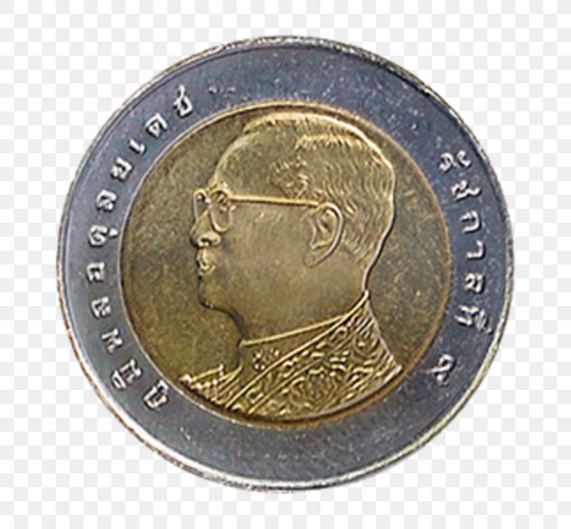 Ten-baht Coin Thai Baht Euro One-baht Coin, PNG, 760x760px, 2 Euro Coin, Coin, Banknote, Bronze Medal, Currency Download Free